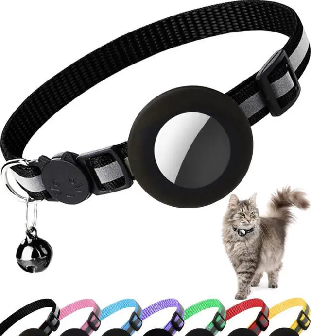 Main image of Airtag Cat Collar Breakaway, Reflective Collar with Air Tag Holder | Safety Breakaway Buckle,Apple Airtag Holder,Reflective Strip,Bell,Adjustable Size to Fit Different Cats kitten,Lightweight