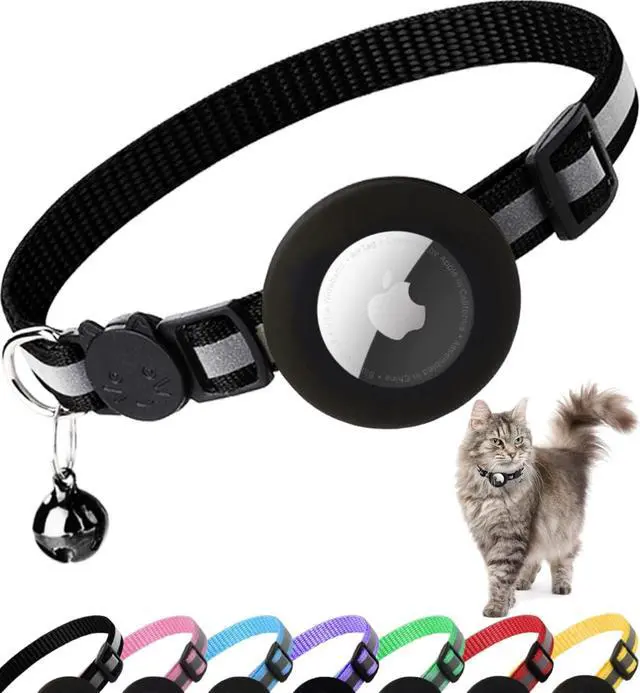 Alt view image 2 of 7 - Airtag Cat Collar Breakaway, Reflective Collar with Air Tag Holder | Safety Breakaway Buckle,Apple Airtag Holder,Reflective Strip,Bell,Adjustable Size to Fit Different Cats kitten,Lightweight