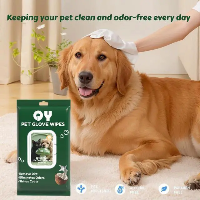 Alt view image 9 of 10 - 10-Pack Pet Cleaning Glove Wipes with Lid | Extra Thick Dog & Cat Grooming Gloves | Rinse-Free Bath Wipes with Coconut, Aloe, Corn & Jojoba for Odor Control & Daily Care