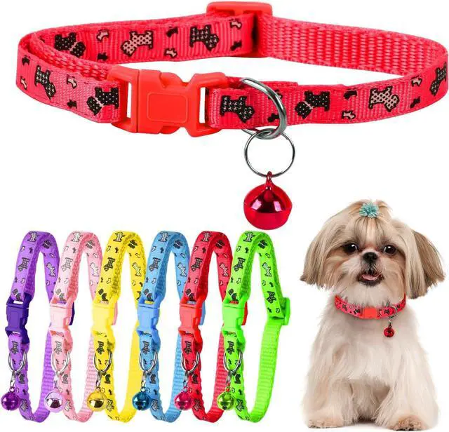 Main image of XXS Dog Collar Teacup Dog Collar, Printed Dogs Collar, 3/8 inch Width | Mini Printed Dogs Collars, Teacup Dogs Collars for Puppies Cats,Red
