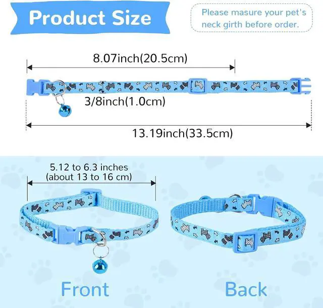 Alt view image 2 of 7 - XXS Dog Collar Teacup Dog Collar, Printed Dogs Collar, 3/8 inch Width | Mini Printed Dogs Collars, Teacup Dogs Collars for Puppies Cats,Red