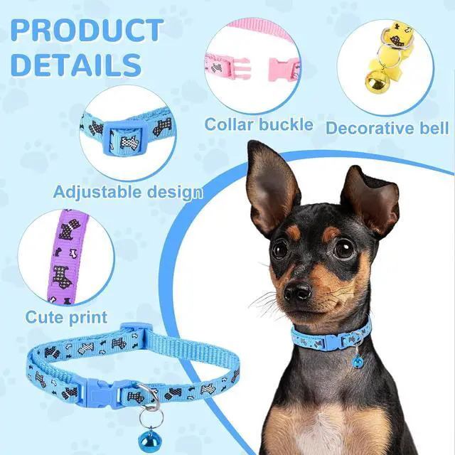 Alt view image 3 of 7 - XXS Dog Collar Teacup Dog Collar, Printed Dogs Collar, 3/8 inch Width | Mini Printed Dogs Collars, Teacup Dogs Collars for Puppies Cats,Red