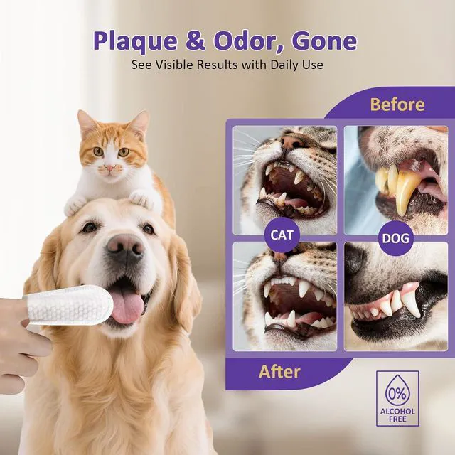 Alt view image 2 of 7 - Probiotic Pet Dental Finger Wipes, Daily Oral Care, 50 Count