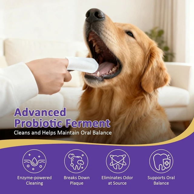 Alt view image 3 of 7 - Probiotic Pet Dental Finger Wipes, Daily Oral Care, 50 Count