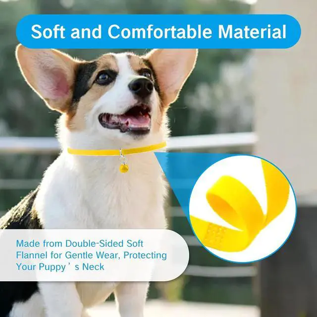 Alt view image 4 of 7 - 15Pcs Kitten Collar with Bell Puppy Collars for Newborn Teacup Dog Small Pet Extra Mini Cat Collars Adjustable Soft Plush Double Sided Colar for Kittens Puppies with Bells Length 13.8"