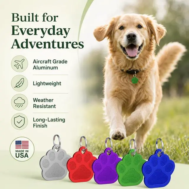Alt view image 7 of 7 - Pet ID Tag Custom for Dog Cat Personalized | Many Shapes and Colors to Choose from | Made in USA | Strong Anodized Aluminum (Large, Bone)