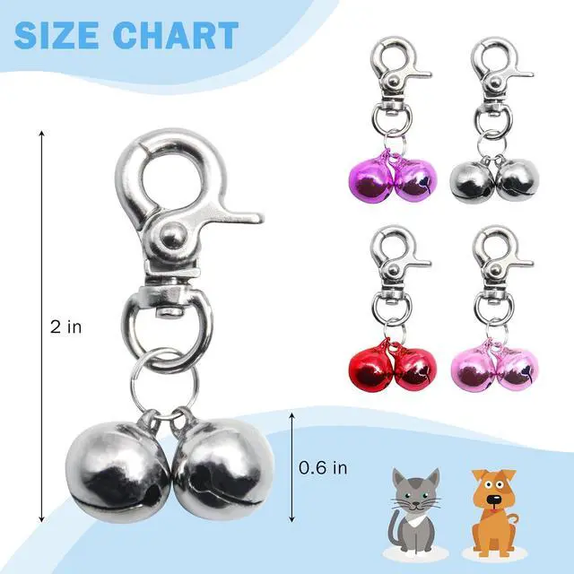 Alt view image 6 of 7 - Bells for Dog Collars - 2 Pack Pet Hanging Ring Bell Accessories for Dog & Cat, Pet Pendant Collar Charm with Heavy Duty Snap Clips