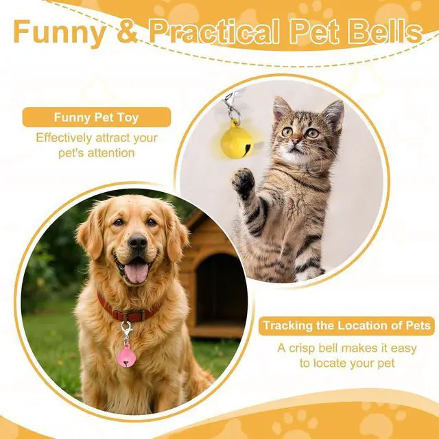 Alt view image 5 of 7 - Cat Bell, Small Matte Pet Copper Bell Collars Charm with Lobster Buckle Loud Crisp Sound Anti-Lost Pendant Accessory