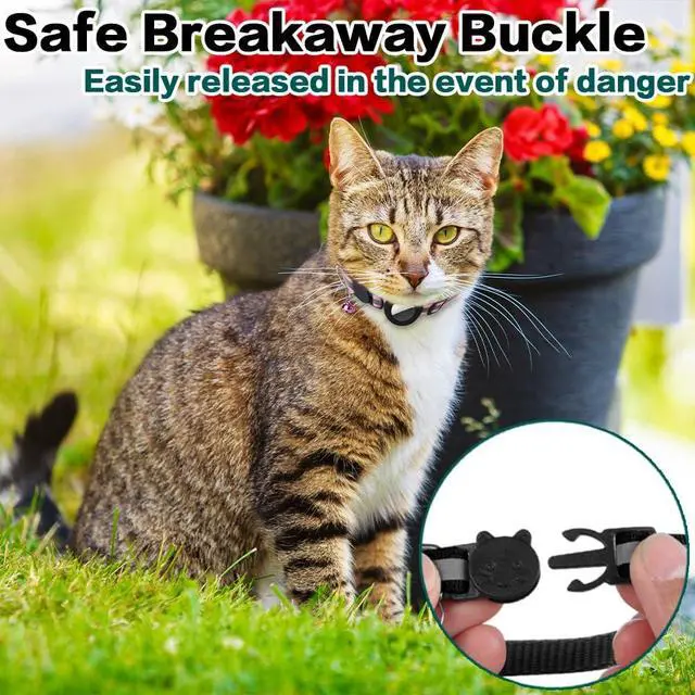 Alt view image 5 of 7 - Airtag Cat Collar Breakaway, Reflective Collar with Air Tag Holder | Safety Breakaway Buckle,Apple Airtag Holder,Reflective Strip,Bell,Adjustable Size to Fit Different Cats kitten,Lightweight