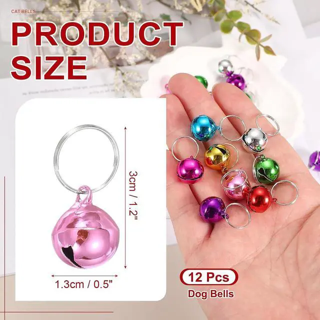 Alt view image 2 of 6 - 12 PCS Dog Bell, Mini Cat Bell Small Pet Collar Bells Keychain Cute Bulk Metal Loud Jingle for Dog Collar Charm Pendant Necklace DIY Crafts Christmas Tree Decorations
