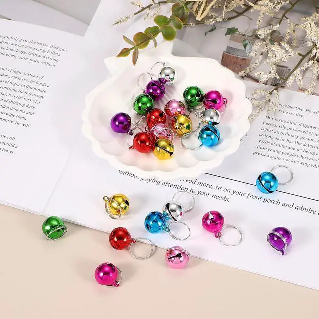 Alt view image 5 of 6 - 12 PCS Dog Bell, Mini Cat Bell Small Pet Collar Bells Keychain Cute Bulk Metal Loud Jingle for Dog Collar Charm Pendant Necklace DIY Crafts Christmas Tree Decorations