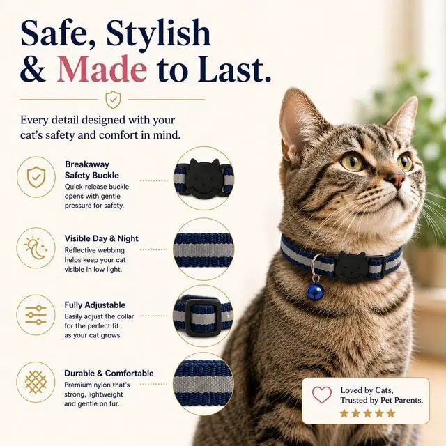 Alt view image 5 of 7 - 12-Pack Reflective Cat Collar Breakaway with Safety Elastic Band - Adjustable 7.5-12.5 Inch Lightweight Collar with Bell for Cats and Kittens