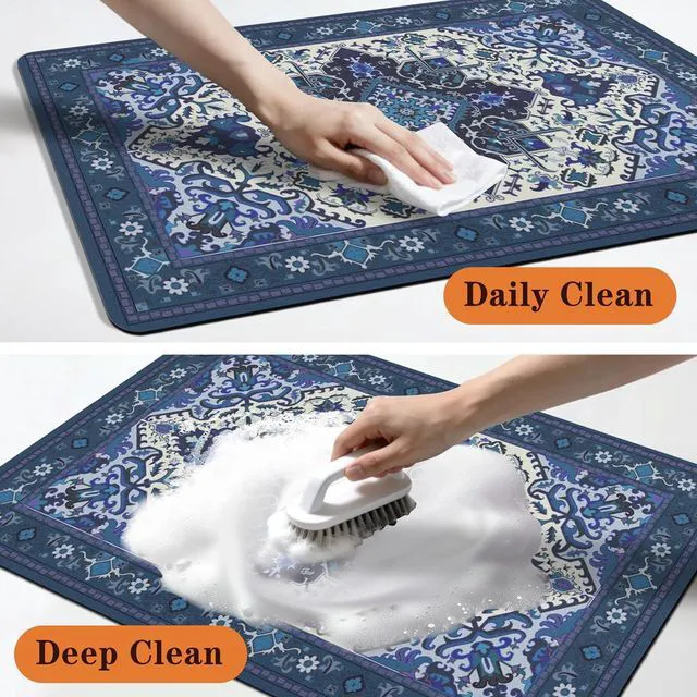 Alt view image 3 of 7 - Pet Feeding Mat for Floors Cat Food Mat Waterproof Dog Food Mat and Water Absorbent Quick Dry Non Slip Mat for Cat Bowls