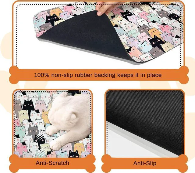 Alt view image 6 of 7 - Pet Feeding Mat for Floors Cat Food Mat Waterproof Dog Food Mat and Water Absorbent Quick Dry Non Slip Mat for Cat Bowls