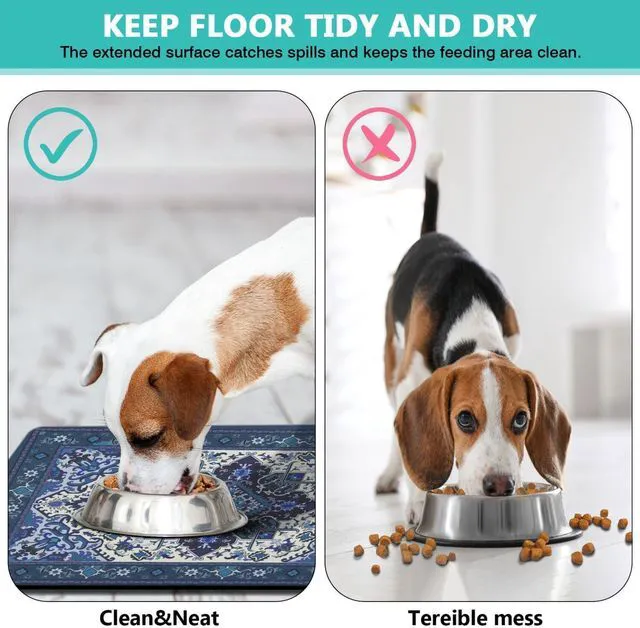 Alt view image 4 of 7 - Pet Feeding Mat for Floors Cat Food Mat Waterproof Dog Food Mat and Water Absorbent Quick Dry Non Slip Mat for Cat Bowls