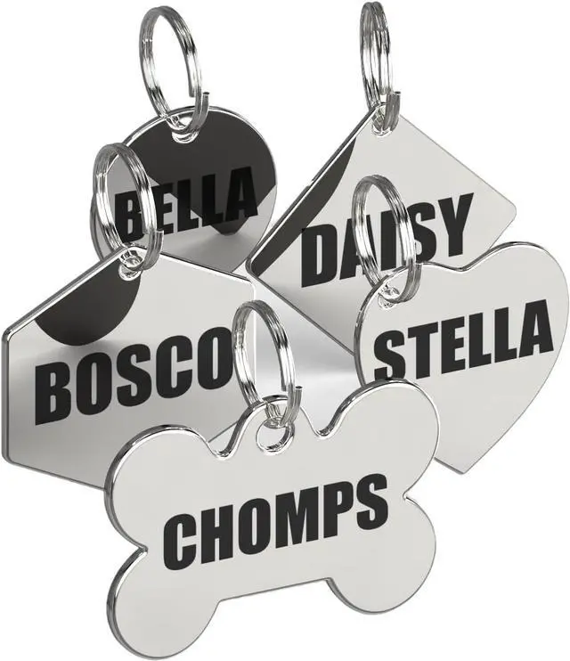 Main image of Stainless Steel ID Dog Tags Engraved for Pets Personalized for Cat or Dog Collar Bold Font for Safety (Large, Bone)