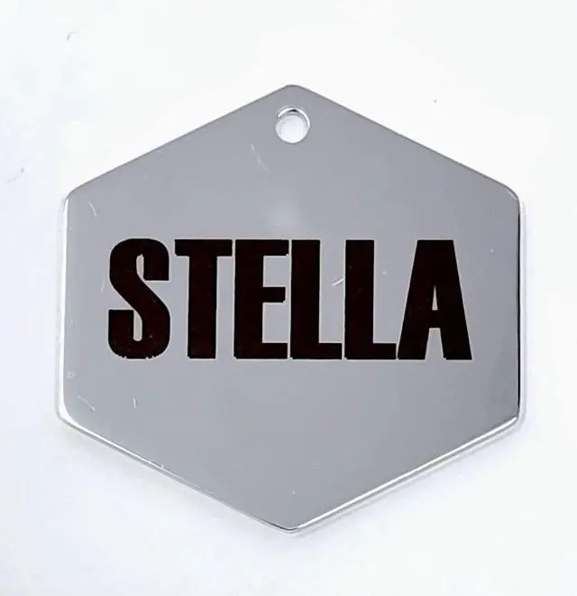 Alt view image 7 of 7 - Stainless Steel ID Dog Tags Engraved for Pets Personalized for Cat or Dog Collar Bold Font for Safety (Large, Bone)