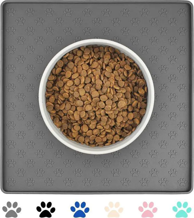 Main image of Grey Pet Placemat for Dog and Cat, Waterproof Non-Slip Silicone Feeding Bowl Mat Prevent Food and Water Overflow, Puppy Dish Feeder Fountain Trays Suitable for Medium and Small Pets
