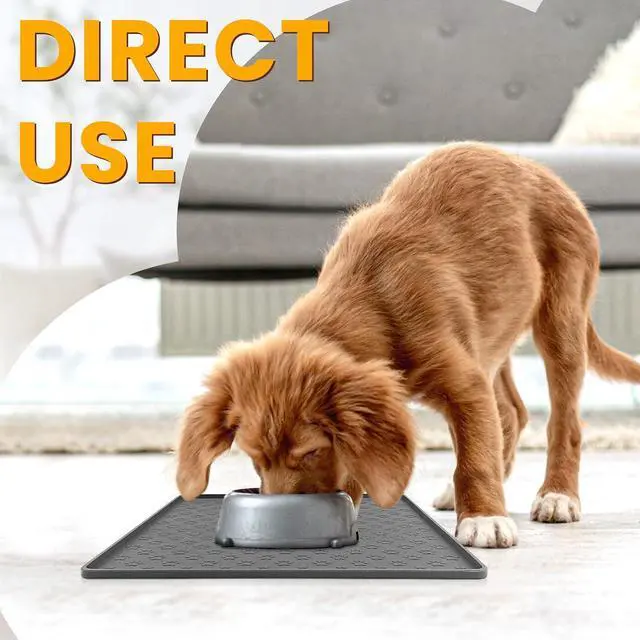 Alt view image 3 of 7 - Grey Pet Placemat for Dog and Cat, Waterproof Non-Slip Silicone Feeding Bowl Mat Prevent Food and Water Overflow, Puppy Dish Feeder Fountain Trays Suitable for Medium and Small Pets