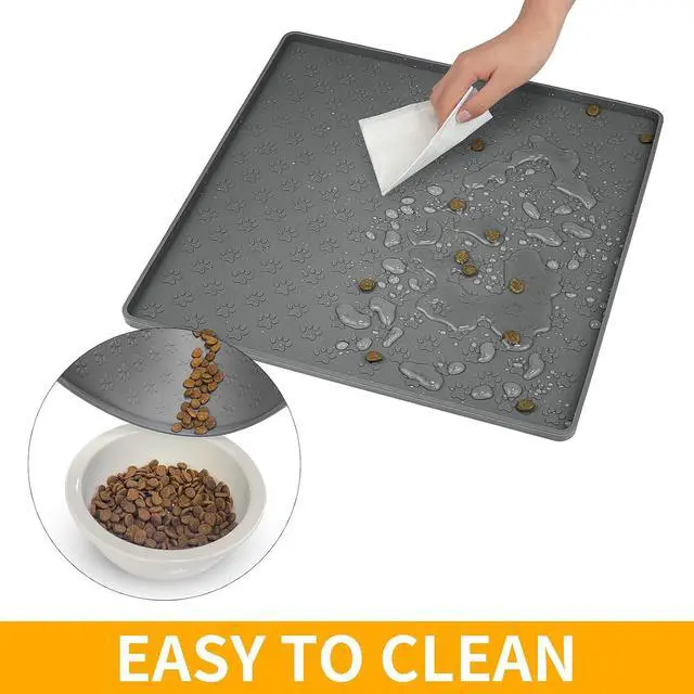 Alt view image 7 of 7 - Grey Pet Placemat for Dog and Cat, Waterproof Non-Slip Silicone Feeding Bowl Mat Prevent Food and Water Overflow, Puppy Dish Feeder Fountain Trays Suitable for Medium and Small Pets