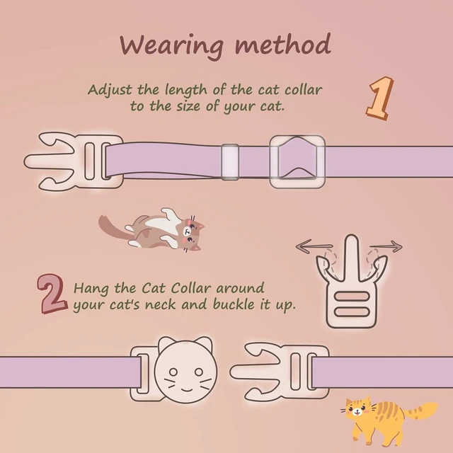 Alt view image 4 of 7 - 2 Pack Cotton Breakaway Cat Collar with Bell Pink&Purple Flowers Pendant Cute Kitten Cat Collar Suitable for Girls and Boys
