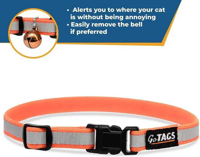 Alt view image 6 of 7 - Personalized Reflective Cat Collars, Engraved Custom Cat Collar | Name and Phone Identification, Breakaway Collar with Safety Release Buckle and Bell, Adjustable for Cats and Kitten, (Blue)