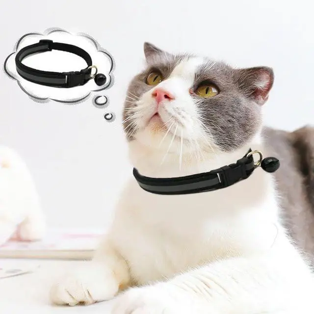 Alt view image 2 of 7 - Black XXS Dog Collar with Bell Leash Set, Reflective Puppy Cat Collars XS | Soft Nylon Adjustable for XXS XS Extra Small XSmall Tiny Boy Girl Puppies Dogs Pet Female Male Kitten Yorkie Teacup Chihuahu