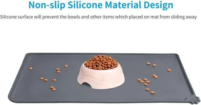 Alt view image 2 of 7 - Waterproof Silicone Pet Feeding Mats,Anti-Slip Dog Food Bowl Pad | Waterproof Pet Mat with Raised Edges Catches food and water spills to protect floors.Food grade silicone is safe and durable