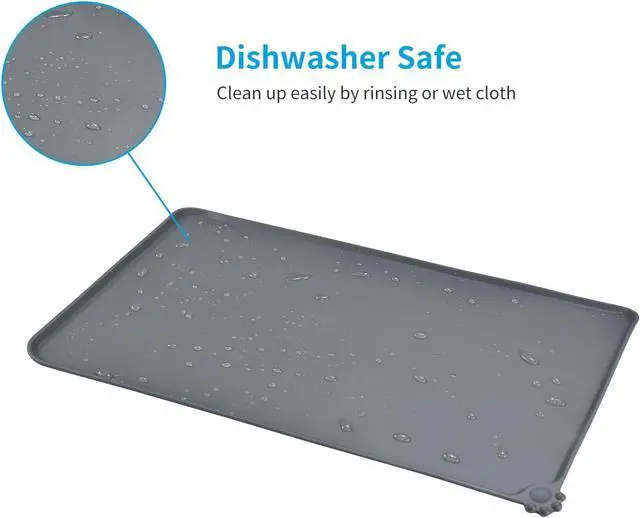 Alt view image 5 of 7 - Waterproof Silicone Pet Feeding Mats,Anti-Slip Dog Food Bowl Pad | Waterproof Pet Mat with Raised Edges Catches food and water spills to protect floors.Food grade silicone is safe and durable