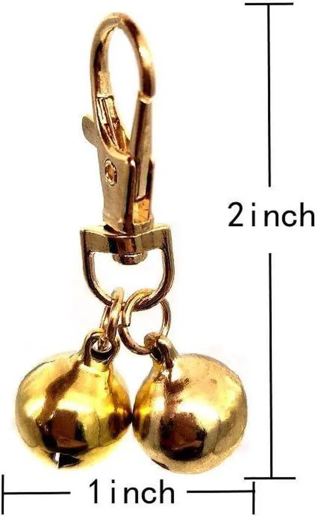 Alt view image 7 of 7 - DIY Pet Bells 304 Stainless Steel Dog Bells 4 pcs Gold and Silver Bell Training Charm Pendants Jewelry for Pet Dog Cat Necklace Collar (4 Sets)