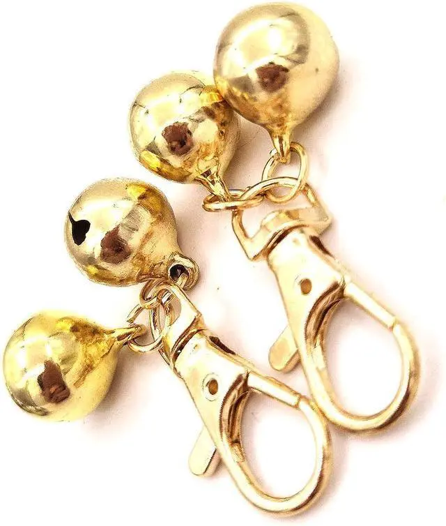 Alt view image 6 of 7 - DIY Pet Bells 304 Stainless Steel Dog Bells 4 pcs Gold and Silver Bell Training Charm Pendants Jewelry for Pet Dog Cat Necklace Collar (4 Sets)