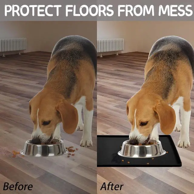 Alt view image 6 of 7 - Silicone Cat & Dog Food Mat for Floors Waterproof, Anti-Slip Dog Bowl Mats for Food and Water, Pet Feeding Mats with Lip to Prevent Spills, Pet Placemat for Messy Drinkers to Protect Floors