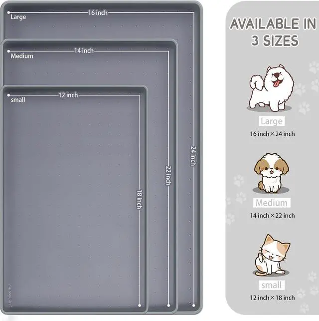Alt view image 2 of 7 - Silicone Cat & Dog Food Mat for Floors Waterproof, Anti-Slip Dog Bowl Mats for Food and Water, Pet Feeding Mats with Lip to Prevent Spills, Pet Placemat for Messy Drinkers to Protect Floors