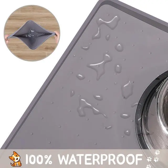 Alt view image 4 of 7 - Silicone Cat & Dog Food Mat for Floors Waterproof, Anti-Slip Dog Bowl Mats for Food and Water, Pet Feeding Mats with Lip to Prevent Spills, Pet Placemat for Messy Drinkers to Protect Floors