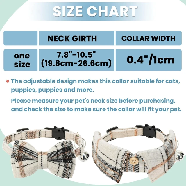 Alt view image 2 of 7 - Breakaway Cat Collar with Bell, 2 Pack Bow Tie Plaid Cat Collars | Adjustable Cute Soft Pet Accessories for Kitten, Boy Girl Cats, Puppy