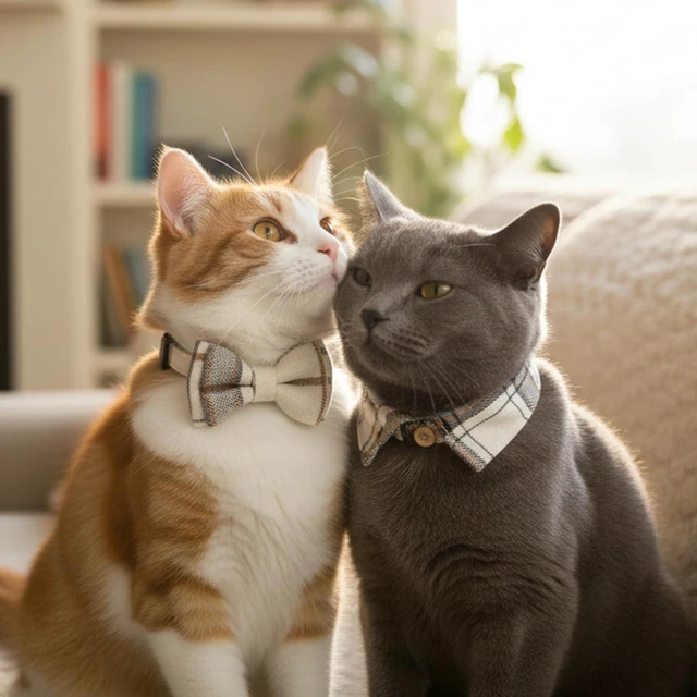 Alt view image 5 of 7 - Breakaway Cat Collar with Bell, 2 Pack Bow Tie Plaid Cat Collars | Adjustable Cute Soft Pet Accessories for Kitten, Boy Girl Cats, Puppy