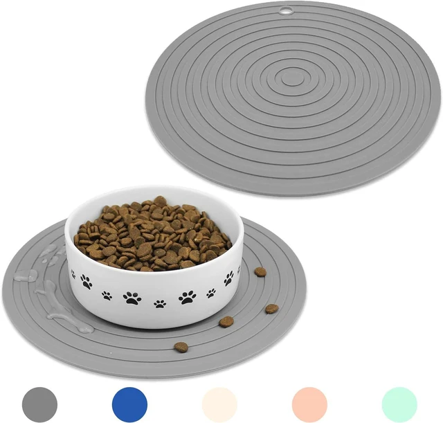Main image of Pet Food Mat for Dog and Cat Placemat 2 Pcs, Mat for Prevent Food and Water Overflow, Suitable for Medium and Small Pet, Silicone, 9.5"* 9.5"