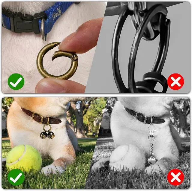 Alt view image 2 of 6 - Bells for Dog Collars with Easy Clip Clasps, Suitable for Medium to Large Dogs, Extra Loud Pet Tracker, Durable Collar Charms(Bronze & Black, 2 Pack)