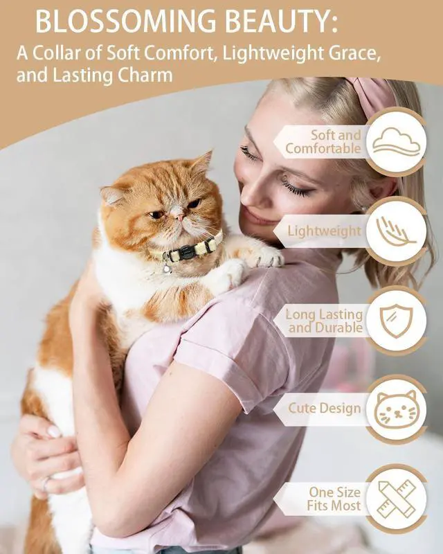 Alt view image 6 of 7 - Cat Collar Breakaway with Bell, Double-Layer Ultra Soft Velvet Kitten Collar for Small Cats & Petite Dogs, Friction-Free Anti-Hair Loss Design, Adjustable 7.87"-11.78", Brown & White Options