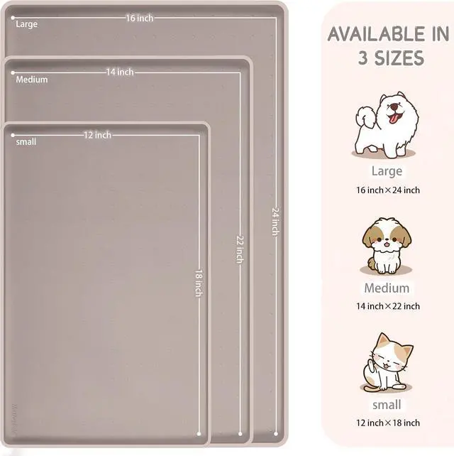 Alt view image 2 of 7 - Silicone Cat & Dog Food Mat for Floors Waterproof, Anti-Slip Dog Bowl Mats for Food and Water, Pet Feeding Mats with Lip to Prevent Spills, Pet Placemat for Messy Drinkers to Protect Floors