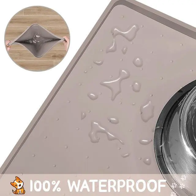 Alt view image 4 of 7 - Silicone Cat & Dog Food Mat for Floors Waterproof, Anti-Slip Dog Bowl Mats for Food and Water, Pet Feeding Mats with Lip to Prevent Spills, Pet Placemat for Messy Drinkers to Protect Floors