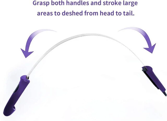 Alt view image 2 of 6 - Dual-Sided Shedding Blade with Stainless Steel Blade De-Shedding Tool for All Dog Coat Types- Soft Touch Grip (PURPLE)