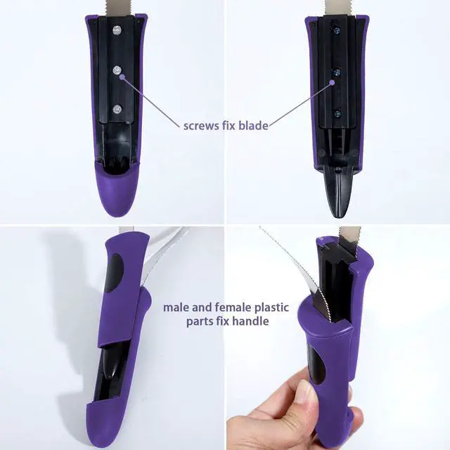 Alt view image 5 of 6 - Dual-Sided Shedding Blade with Stainless Steel Blade De-Shedding Tool for All Dog Coat Types- Soft Touch Grip (PURPLE)