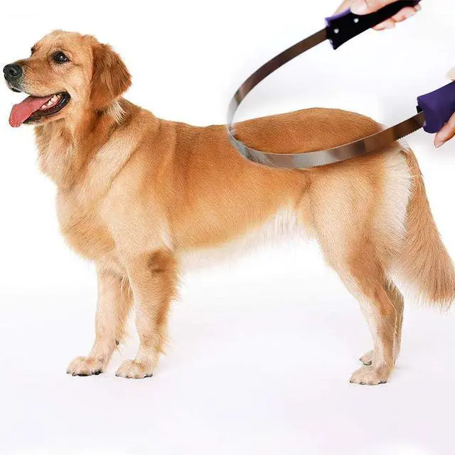 Alt view image 6 of 6 - Dual-Sided Shedding Blade with Stainless Steel Blade De-Shedding Tool for All Dog Coat Types- Soft Touch Grip (PURPLE)