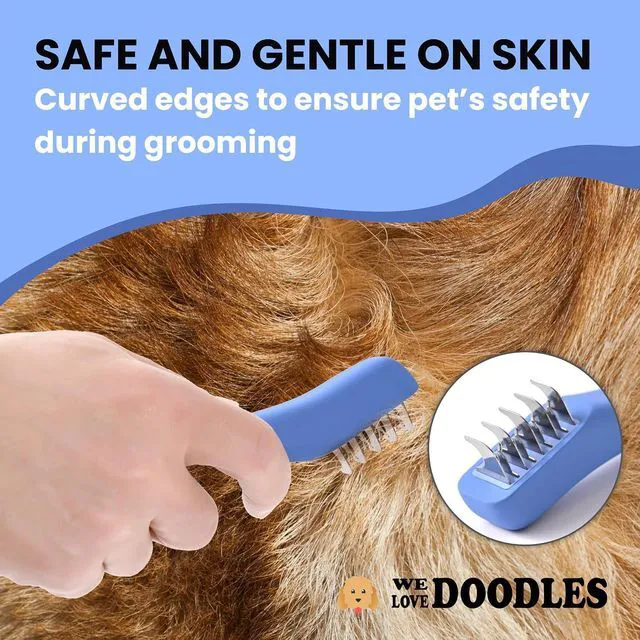 Alt view image 4 of 6 - Dematting Comb for Dogs, Undercoat Rake Grooming Tool, Mat Remover, 5 Blade | Best Dematting Brush For Doodles & Poodles, Detangling De Matted Hair, Tool For Removing Shedding Fur, Cat Deshedder Brush