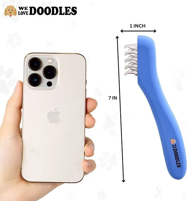 Alt view image 6 of 6 - Dematting Comb for Dogs, Undercoat Rake Grooming Tool, Mat Remover, 5 Blade | Best Dematting Brush For Doodles & Poodles, Detangling De Matted Hair, Tool For Removing Shedding Fur, Cat Deshedder Brush