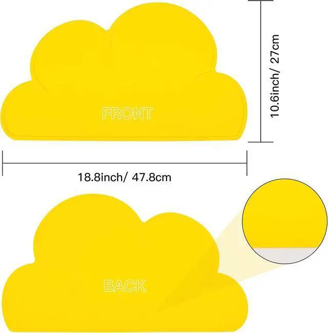 Alt view image 2 of 5 - Pet Food MatsDog Cat Feeding Mat Top Grade Cloud Silicone Pad Anti-Slip Waterproof Anti-Slip Bowl Placemat (Yellow)