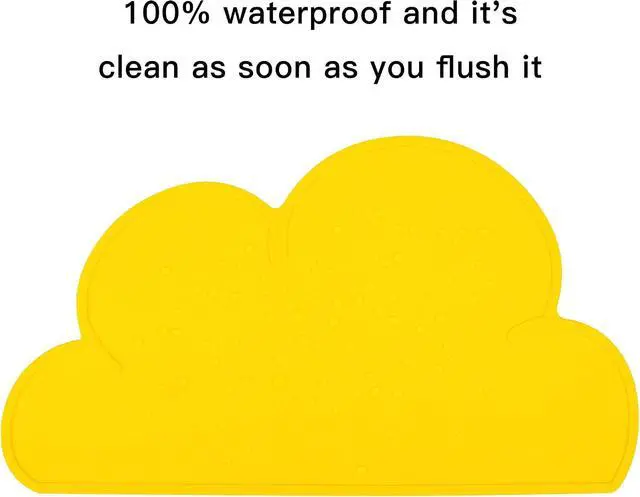 Alt view image 3 of 5 - Pet Food MatsDog Cat Feeding Mat Top Grade Cloud Silicone Pad Anti-Slip Waterproof Anti-Slip Bowl Placemat (Yellow)