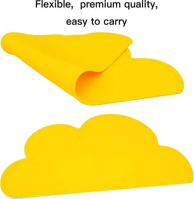 Alt view image 4 of 5 - Pet Food MatsDog Cat Feeding Mat Top Grade Cloud Silicone Pad Anti-Slip Waterproof Anti-Slip Bowl Placemat (Yellow)