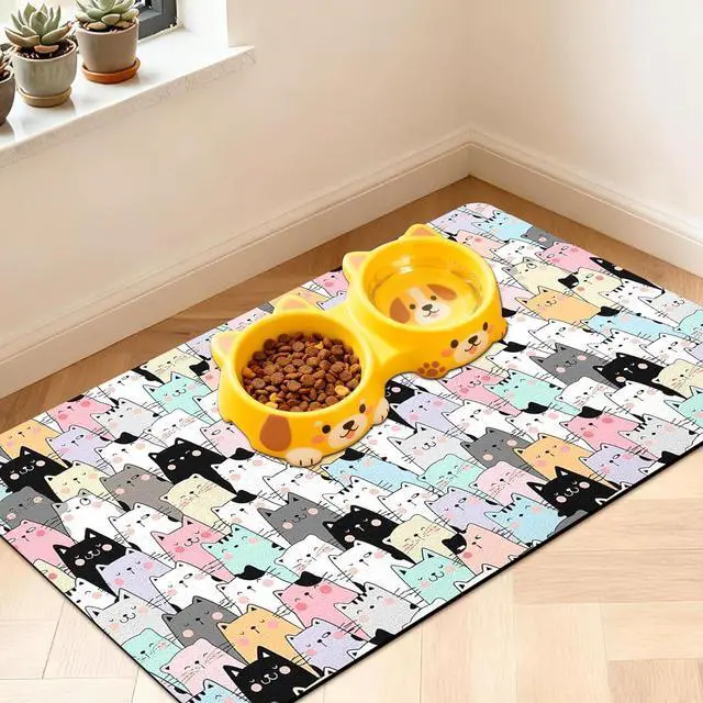 Main image of Pet Feeding Mat for Floors Cat Food Mat Waterproof Dog Food Mat and Water Absorbent Quick Dry Non Slip Mat for Cat Bowls